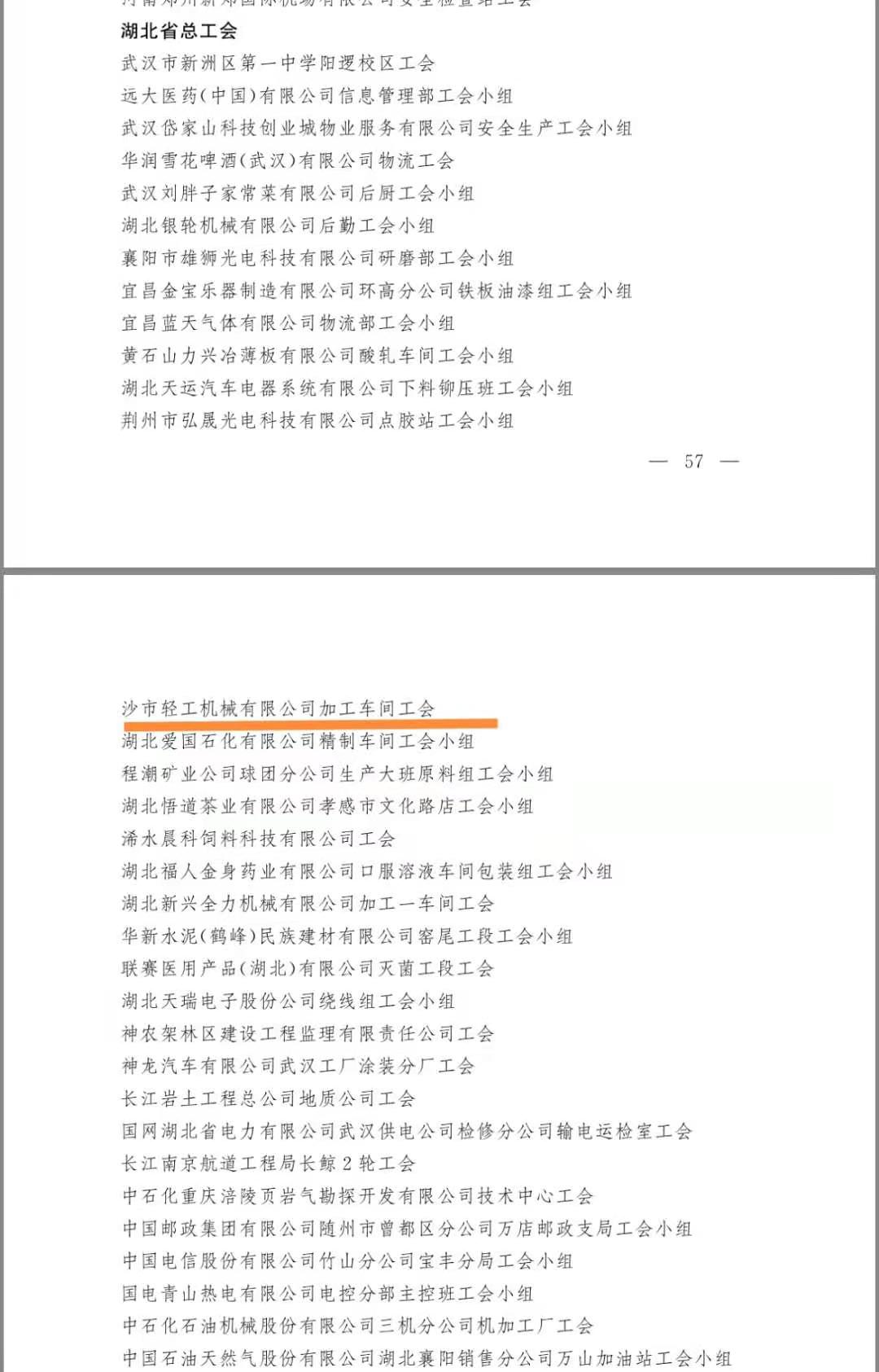 热烈祝贺公司加工车间工会荣获“全国模范职工小家”